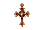 TierraCast Antique Copper (plated) Fleur Cross Charm 18x26mm