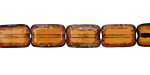 Czech Glass Smoky Topaz Picasso Rectangle 12x8mm