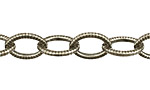 Antique Silver (plated) Large Flat Oval Etched Cable Chain