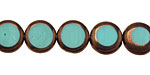 Czech Glass Bronzed Turquoise Coin 10mm