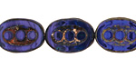 Czech Glass Denim Dreams Dotted Window Oval 18x13mm