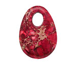 Ruby Impression Jasper Flat Oval Pendant 25x35mm