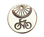 Earthenwood Studio Ceramic Oxidation Round Bicycle Pendant 36mm