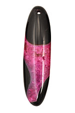 Black & Ruby Agate Elongated Oval Pendant 20x70mm