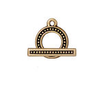 TierraCast Antique Gold (plated) 5/8" Beaded Bar & Ring Toggle Clasp 16x19m