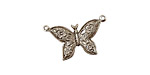 Stampt Antique Pewter (plated) Etched Butterfly Connector 24x18mm