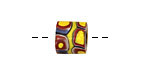 African Trade Bead (yellow, blue, red w/ chartreuse) Barrel 10-11x11mm