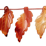 Carnelian (natural) Carved Ridged Leaf 15-17x30-35mm