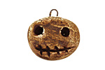 Earthenwood Studio Ceramic Crackle Root Skull Round Smile Pendant 24x23mm