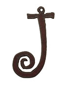 The Lipstick Ranch Rusted Iron Letter J Pendant 33x49mm