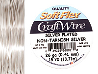 Soft Flex Non-Tarnish Silver Craft Wire 26 gauge, 15 yards