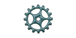 C-Koop Enameled Metal Peacock Blue Sectioned Gear 19mm