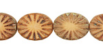 Czech Glass Beige Picasso Flower Window Oval 17x13mm