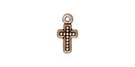 TierraCast Antique Silver (plated) Beaded Cross Charm 7x15mm