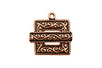 Antique Copper (plated) Scroll Square Toggle Clasp 22x18mm, 21mm bar