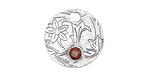 Nunn Design Antique Silver (plated) Decorative Small Circle Tag w/ Garnet Crystal 20mm