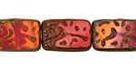 Czech Glass Pumpkin Picasso Groovy Rectangle 18x12mm