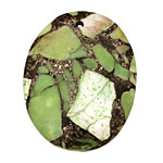 Chrysoprase & Pyrite Oval Pendant 35x45mm