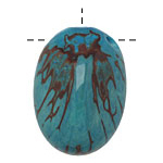Tagua Nut Turquoise Nugget (3-hole) 22-30x37-42mm