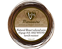 Vintaj Natural Brass Half Round Parawire 18 gauge, 18 feet