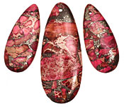 Ruby Impression Jasper Teardrop Pendant Set 20x50mm, 15x35mm