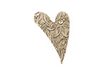 Stampt Antique Pewter (plated) Floral Embossed Heart 17x25mm