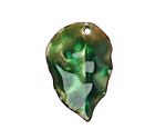 C-Koop Enameled Metal Peacock Green/Clear Round Leaf 19-21x30-33mm