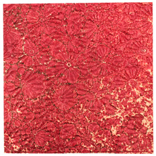 Lillypilly Red Wine Raised Flower Embossed Patina Copper Sheet 3"x3", 36 gauge