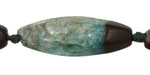 Black & Sea Green Agate 4 Sided Rice 40x14mm