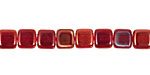 Czech Glass Twilight Siam Ruby 2-Hole Tile 6mm