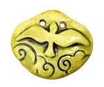 Earthenwood Studio Ceramic Acid Metal Carved Flying Bird Pendant 42x35mm