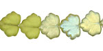 Czech Glass Transparent Verde Luster Maple Leaf 10x13mm