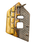 Earthenwood Studio Ceramic Honey Pewter Homestead Pendant 29-31x47-48mm
