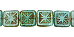 Czech Glass Caribbean Blue Flower Window Square 10mm