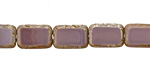 Czech Glass Opaque Amethyst Picasso Rectangle 12x8mm