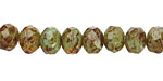 Czech Glass Moss Picasso Fire Polished Rondelle 6x9mm