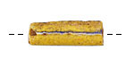 African Trade Bead (yellow w/ navy stipe) Tube 12-30x9-10mm