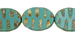 Czech Glass Turquoise Groovy Oval 18x14mm
