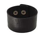 Black Leather Cuff Bracelet 1-1/2"