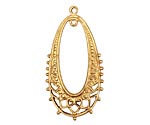 Brass Oval Chandelier Drop w/ Hearts 20x39mm