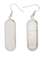 Silver (plated) Oval Bezel Earrings 7x38mm