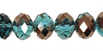 Capri Blue & Oiled Bronze Crystal Faceted Rondelle 14mm