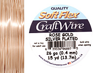 Soft Flex Silver Plated Rose Gold Craft Wire 26 gauge, 15 yards