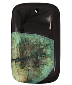 Black & Apple Green Rectangle Pendant 35x55mm