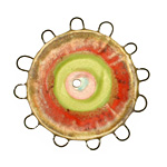 Jangles Ceramic Sand, Red, Chartreuse, Pink Pinwheel 43-44mm