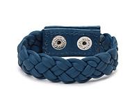 Pacific Blue Leather Braided Cuff 7/8"