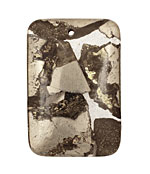 Golden Pyrite (silver tone in resin) Rectangle Pendant 32x47mm