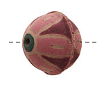 Hand Painted Pink Daisy Leather Round Bead 27-29mm