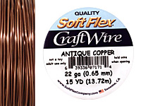 Soft Flex Non-Tarnish Antique Copper Craft Wire 22 gauge, 15 yards