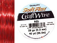 Soft Flex Red Craft Wire 28 gauge, 40 yards